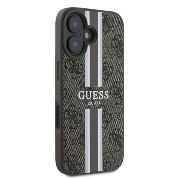 Guess 4G Printed Stripes MagSafe - iPhone 16 Plus -suojakuori (ruskea)