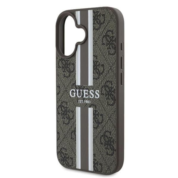Guess 4G Printed Stripes MagSafe - iPhone 16 Plus -suojakuori (ruskea)