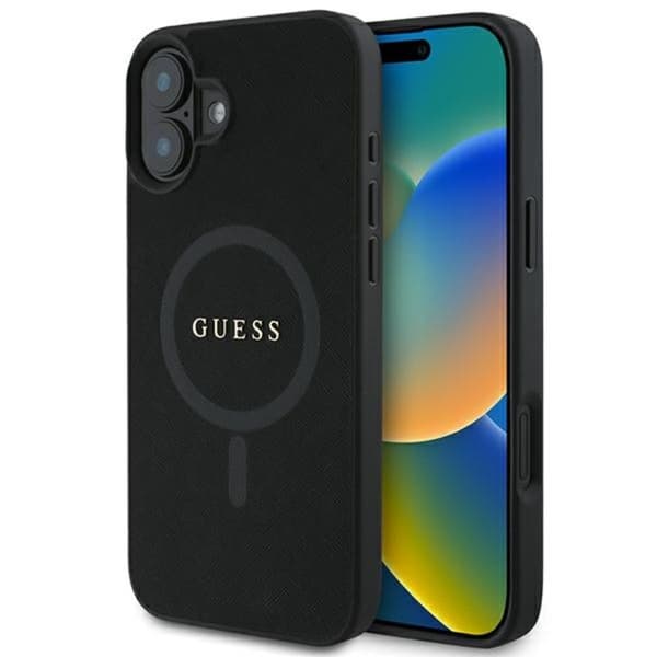 Guess Saffiano Classic Logo MagSafe - iPhone 16 Plus cover (sort)