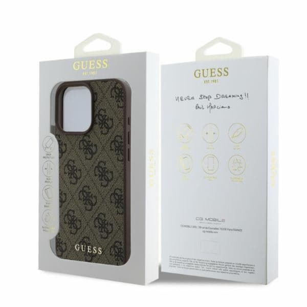 Guess 4G Classic - iPhone 16 Pro -suojakuori (ruskea)