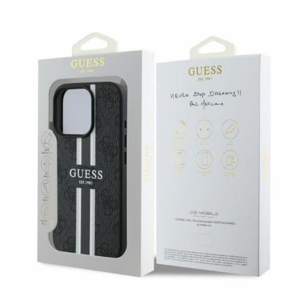 Guess 4G Printed Stripes MagSafe - iPhone 16 Pro Max cover (sort)