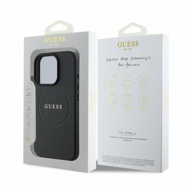 Guess Grained Ring MagSafe - iPhone 16 Pro Max-skal (svart)