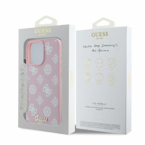 Guess Peony Script MagSafe - iPhone 16 Pro Max-skal (rosa)