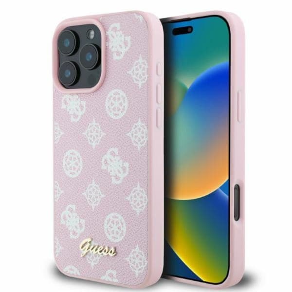 Guess Peony Script MagSafe - iPhone 16 Pro Max-skal (rosa)