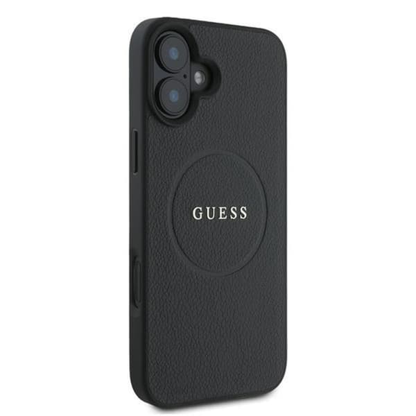 Guess Grained Ring MagSafe - iPhone 16 Plus -suojakuori (musta)