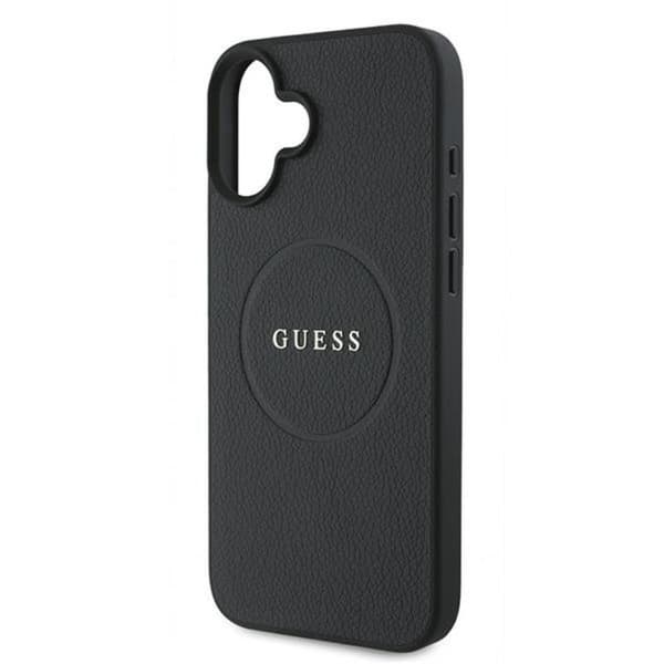 Guess Grained Ring MagSafe - iPhone 16 Plus -suojakuori (musta)