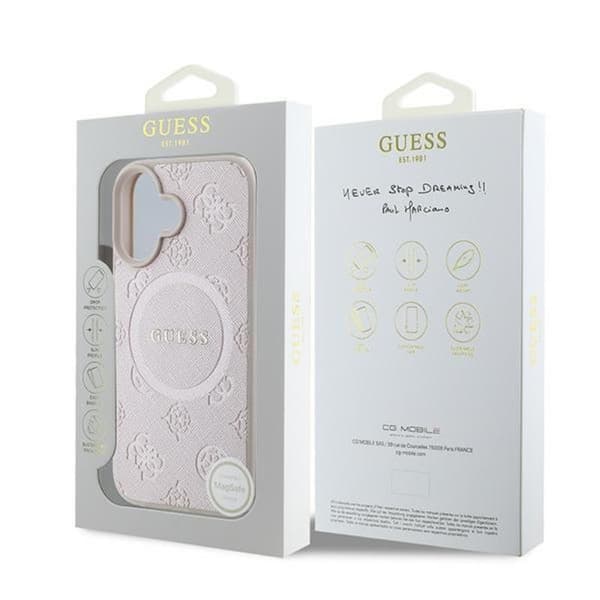 Guess Saffiano Peony Classic Logo MagSafe - iPhone 16 Plus cover (lyserød)