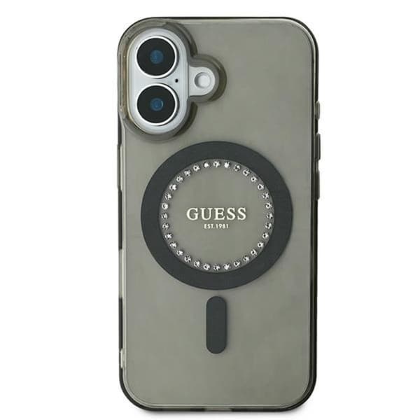 Guess IML Strassilla koristeltu MagSafe - iPhone 16 Plus -suojakuori (musta)