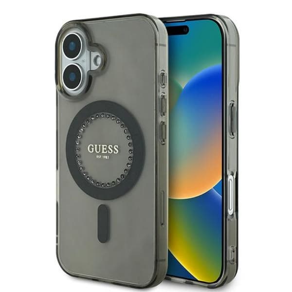 Guess IML Strassilla koristeltu MagSafe - iPhone 16 Plus -suojakuori (musta)