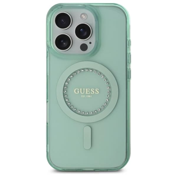Guess IML Rhinestones MagSafe - iPhone 16 Pro Max cover (grøn)