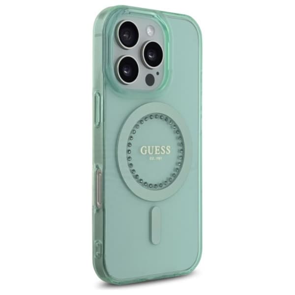 Guess IML Rhinestones MagSafe - iPhone 16 Pro Max cover (grøn)