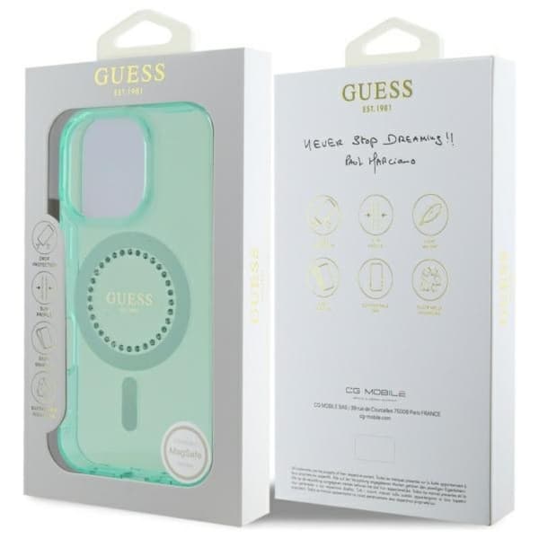 Guess IML Rhinestones MagSafe - iPhone 16 Pro Max cover (grøn)