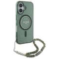 Miniatyrbillede 3 af 6: Guess IML Glitter med perlerem MagSafe - iPhone 16 Plus cover (grøn)