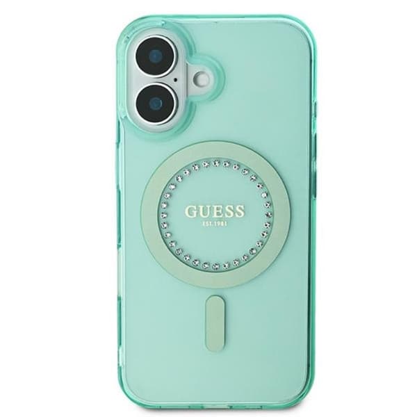 Guess IML Strassikivet MagSafe - iPhone 16 -kotelo (vihreä)