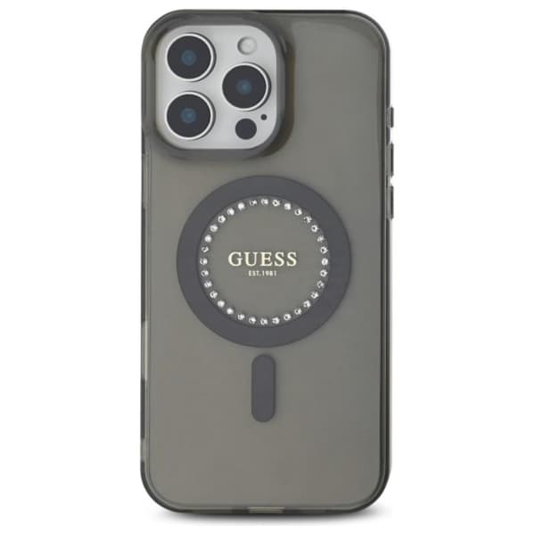 Guess IML Rhinestones MagSafe - iPhone 16 Pro Max cover (sort)