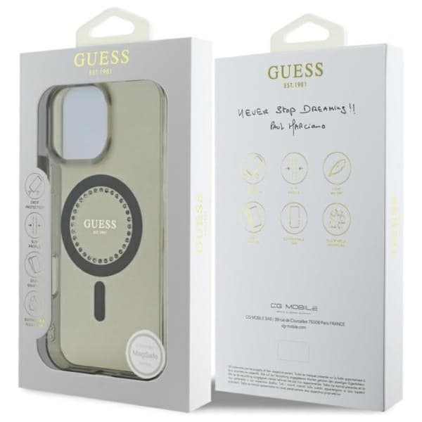 Guess IML Rhinestones MagSafe - iPhone 16 Pro Max cover (sort)