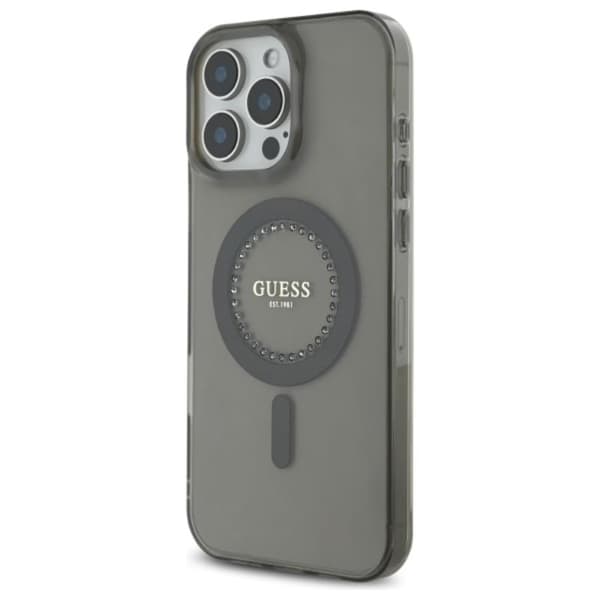 Guess IML Rhinestones MagSafe - iPhone 16 Pro Max cover (sort)