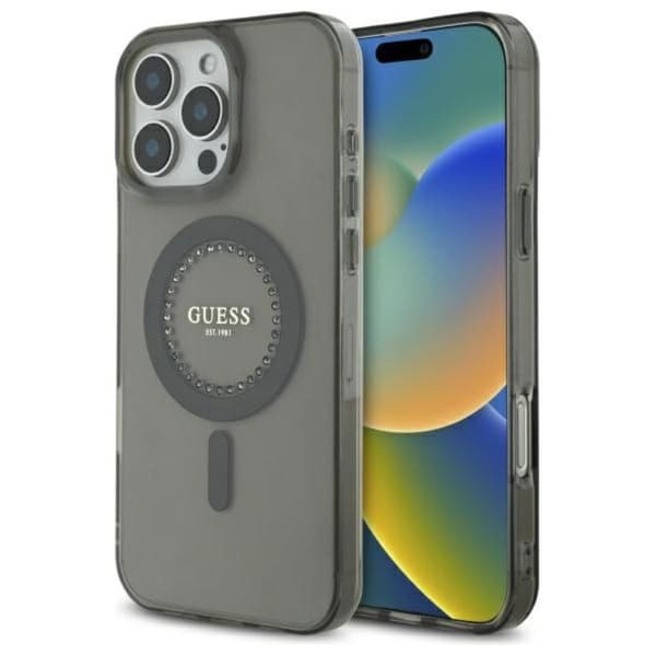 Guess IML Rhinestones MagSafe - iPhone 16 Pro Max cover (sort)