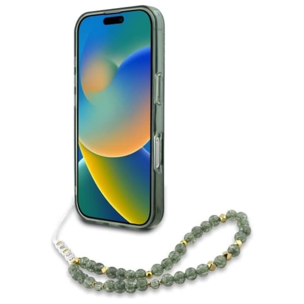 Guess IML Flowers Allover Electro med perlerem MagSafe - iPhone 16 Plus cover (grøn)