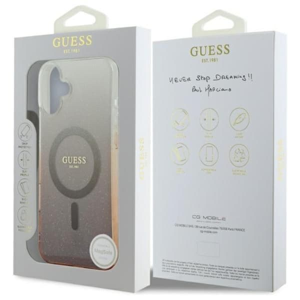 Guess IML Glitter Gradient MagSafe - iPhone 16 Plus -suojakuori (ruskea)