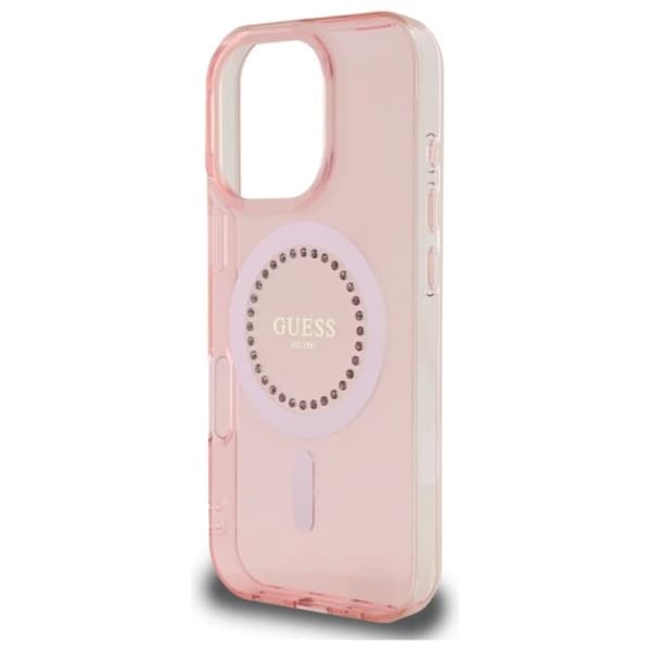 Guess IML Rhinestones MagSafe - iPhone 16 Pro Max cover (lyserød)