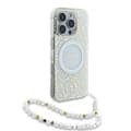 Miniatyrbild 3 av 7: Guess IML Flowers Allover Electro med pärlrem MagSafe - iPhone 16 Pro-skal (vitt)