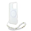 Miniatyrbild 6 av 7: Guess IML Flowers Allover Electro med pärlrem MagSafe - iPhone 16 Pro-skal (vitt)