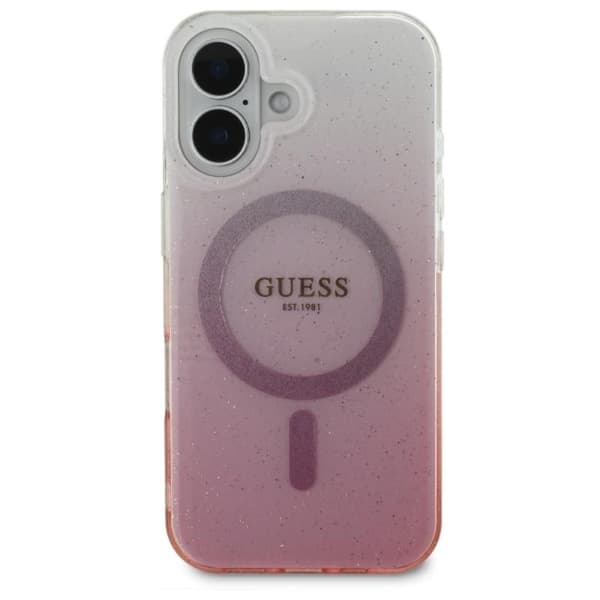 Guess IML Glitter Gradient MagSafe - iPhone 16 Plus -suojakuori (vaaleanpunainen)
