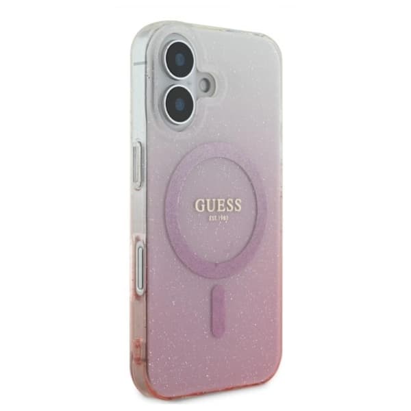 Guess IML Glitter Gradient MagSafe - iPhone 16 Plus -suojakuori (vaaleanpunainen)