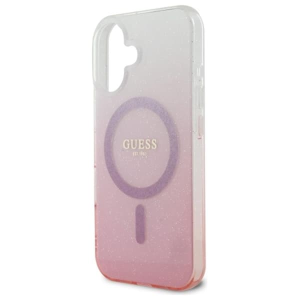 Guess IML Glitter Gradient MagSafe - iPhone 16 Plus -suojakuori (vaaleanpunainen)