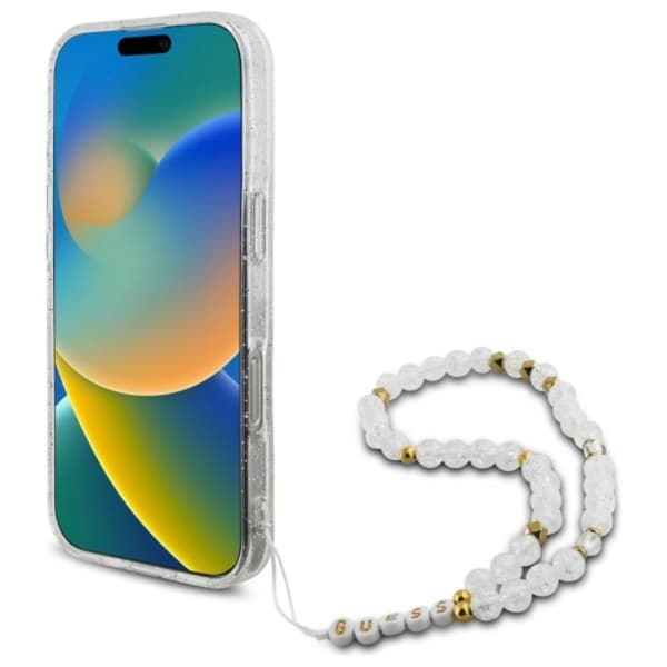Guess IML Glitter med perlerem MagSafe - iPhone 16 Pro cover (klar)