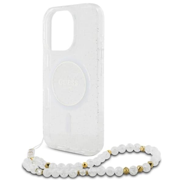 Guess IML Glitter med perlerem MagSafe - iPhone 16 Pro cover (klar)