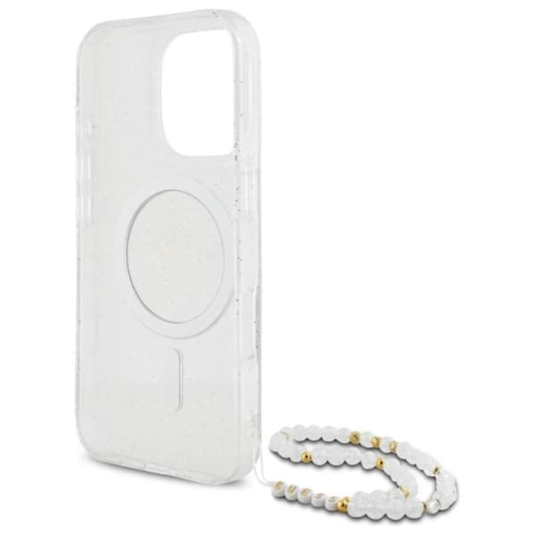 Guess IML Glitter med perlerem MagSafe - iPhone 16 Pro cover (klar)