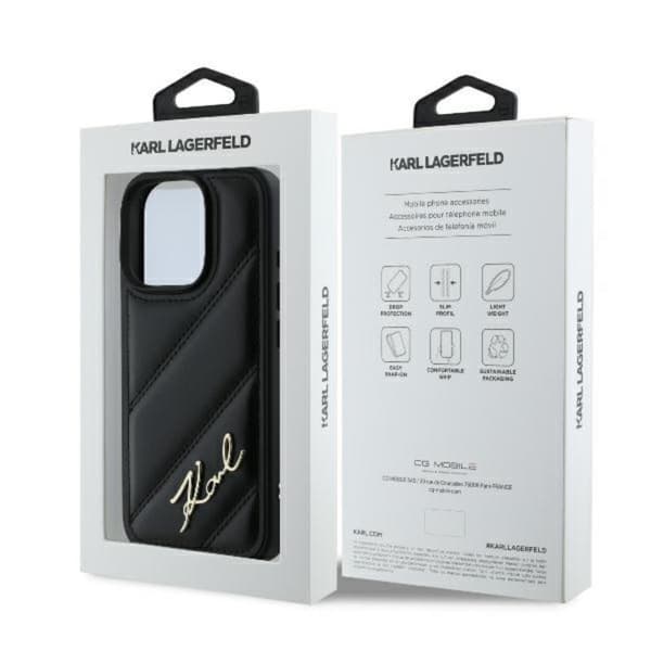 Karl Lagerfeld Quilted Signature - iPhone 16 Pro Max cover (sort)