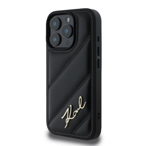 Karl Lagerfeld Quilted Signature - iPhone 16 Pro Max cover (sort)