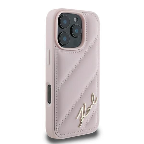 Karl Lagerfeld Quilted Signature - iPhone 16 Pro Max cover (lyserød)