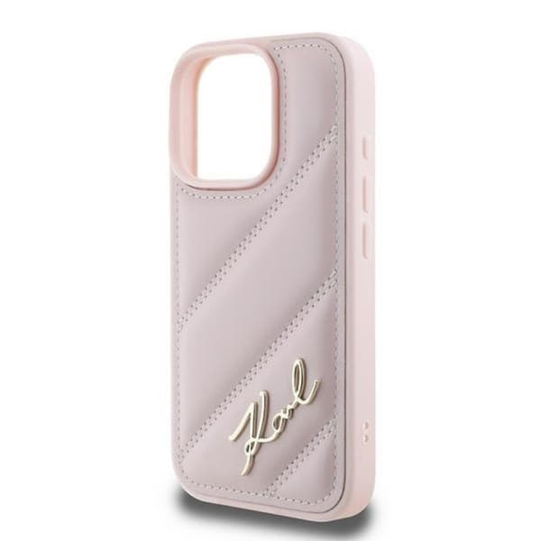 Karl Lagerfeld Quilted Signature - iPhone 16 Pro Max cover (lyserød)