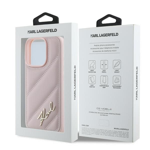 Karl Lagerfeld Quilted Signature - iPhone 16 Pro Max cover (lyserød)