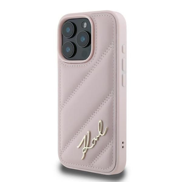 Karl Lagerfeld Quilted Signature - iPhone 16 Pro Max cover (lyserød)