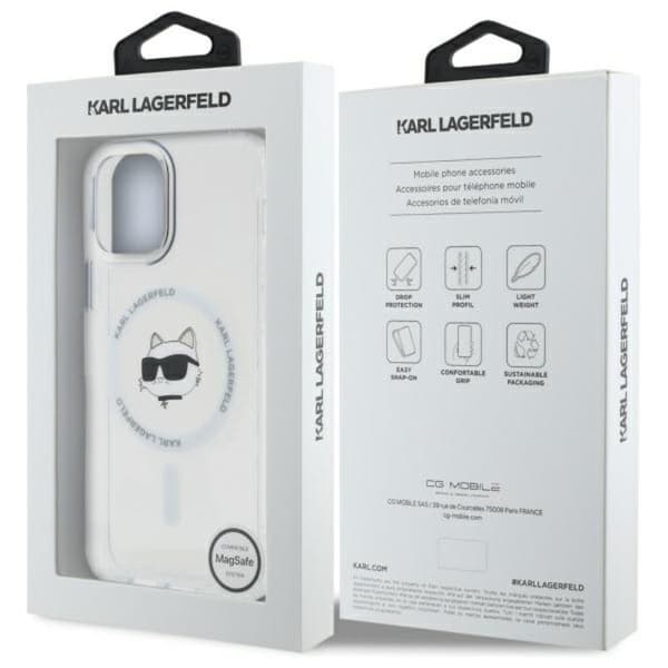 Karl Lagerfeld IML Metal Choupette Head MagSafe - iPhone 12 / iPhone 12 Pro cover (hvid)