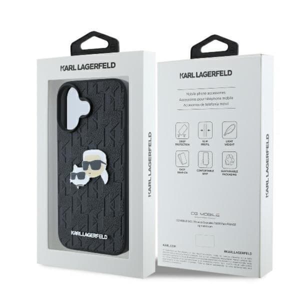 Karl Lagerfeld Monogram Karl & Chaoupette Hovednål - iPhone 16 Plus cover (sort)