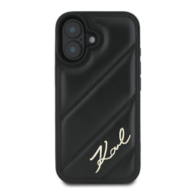Karl Lagerfeld Quilted Signature - iPhone 16 Plus -suojakuori (musta)