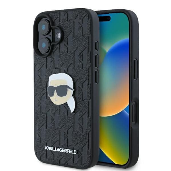 Karl Lagerfeld Monogrammi Karl -pinni - iPhone 16 -suojakuori (musta)