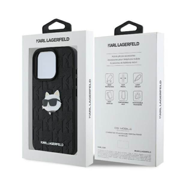 Karl Lagerfeld Monogram Choupette Head Pin - iPhone 16 Pro Max cover (sort)