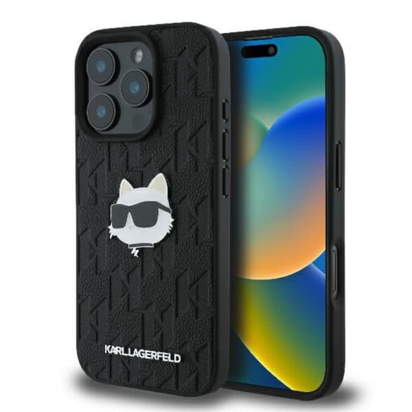 Karl Lagerfeld Monogram Choupette Head Pin - iPhone 16 Pro Max cover (sort)