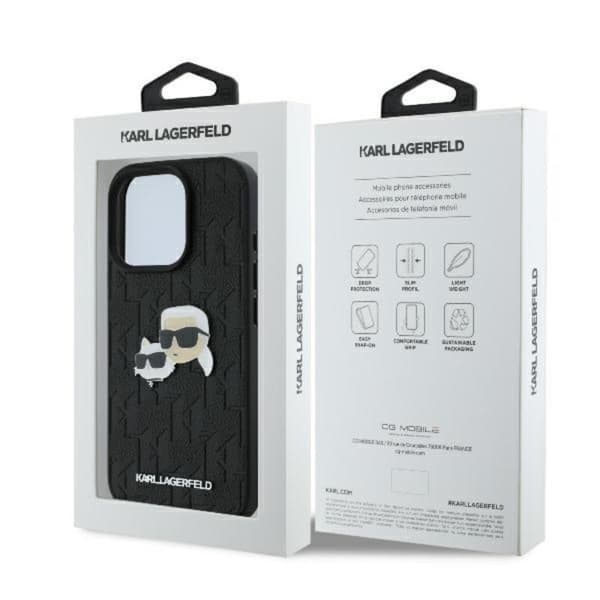 Karl Lagerfeld Monogram Karl & Chaoupette Hovednål - iPhone 16 Pro Max cover (sort)