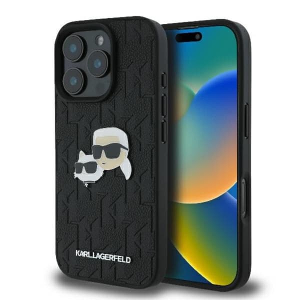 Karl Lagerfeld Monogram Karl & Chaoupette Hovednål - iPhone 16 Pro Max cover (sort)