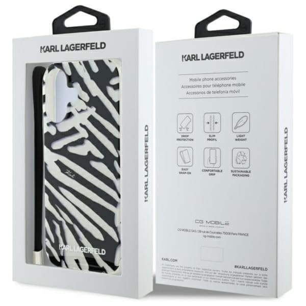 Karl Lagerfeld IML seeprakuvio ja nauha - iPhone 16 -suojakuori (musta)