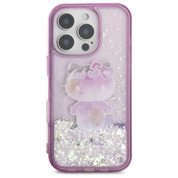 Hello Kitty nestemäinen glitteri 50-vuotisjuhlajuhlat - iPhone 16 Pro -kotelo (violetti)