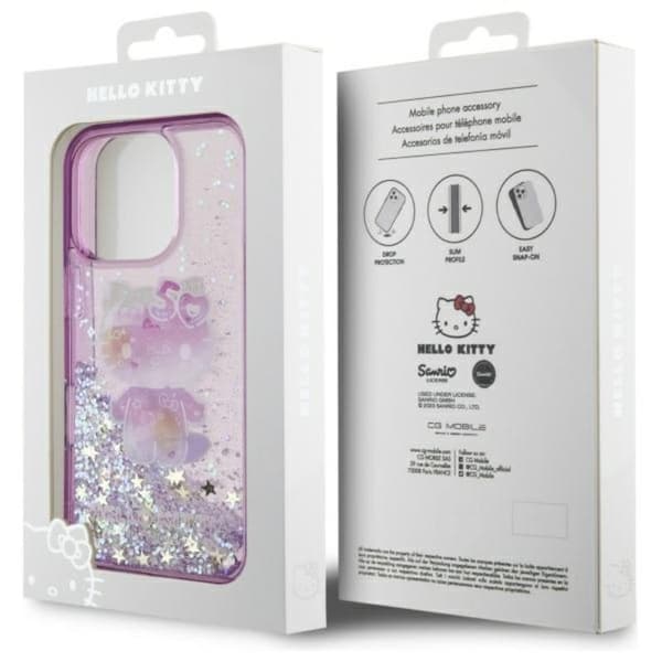 Hello Kitty nestemäinen glitteri 50-vuotisjuhlajuhlat - iPhone 16 Pro -kotelo (violetti)